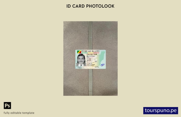 Plantilla frontal de aspecto fotográfico de tarjeta de identificación del Congo 